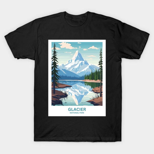 Glacier National Park Travel Print Wall Art, Home Décor, Gift Art T-Shirt by TripleTravelArt